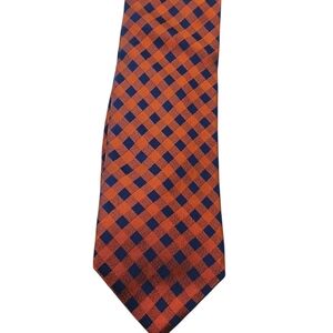 Izod Mens Silk Tie Orange Blue Geometric Business Fall